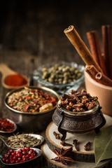 Still life.Composition with different types of spices