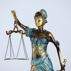 Law symbols on bright background. 