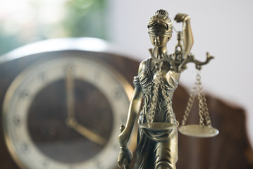 Law symbols on bright background. 