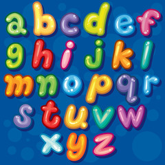 Cute Bubble a-z lowercase Font Set, Cute vect