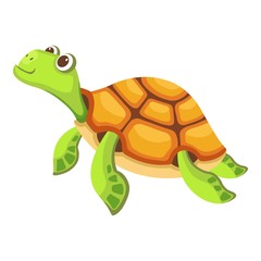 Swimming turtle icon. Cartoon illustration of swimming turtle vector icon for web
