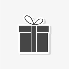 Gift box sticker, simple vector icon