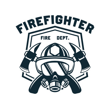 firefighter logo, emblems and insignia with text space for your slogan / tagline. vector illustration