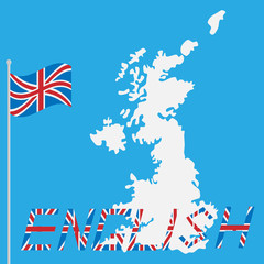 English with England Great Britain islands and flag