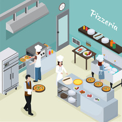 Professional Kitchen Interior Isometric Background