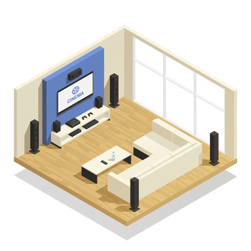 Home Theater Isometric Illustration