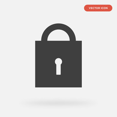 locked icon isolated on grey background, in black, vector icon illustration