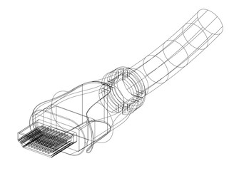 HDMI Cable 3D blueprint - isolated