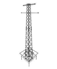 Power Line Tower 3D blueprint - isolated