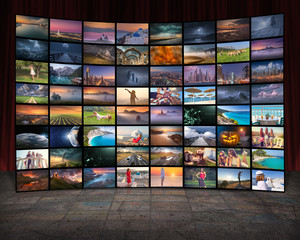 Media and TV as technology concept as video wall