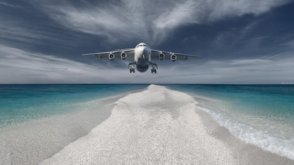 Passenger plane flying low in an attempt landing