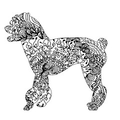vector, isolated zentangle silhouette of a dog