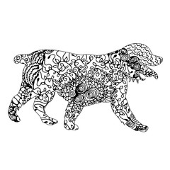 zentangle silhouette of a dog