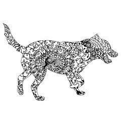 isolated silhouette dog pattern