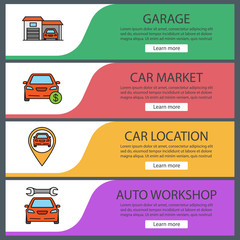 Auto workshop web banner templates set