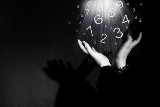 Figures take off from hands, numerology
