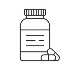 Pills bottle linear icon