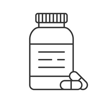 recommend clip art: Pills bottle linear icon