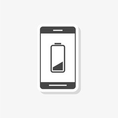 Phone with low battery sticker, Mobile Phone - Low Battery, simple vector icon