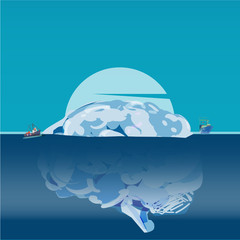 Fototapeta na wymiar Human brain as iceberg, brain's hidden potential concept - vector