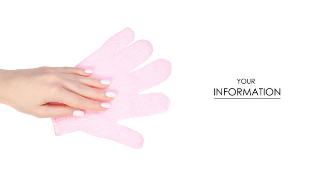 Pink Loofah Bath Sponge Glove In Hand Pattern