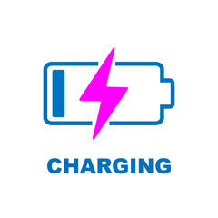 Battery Charging vector icon. Color sign on white background