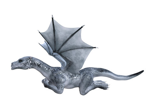 3D Rendering Fantasy Dragon Whelp on White