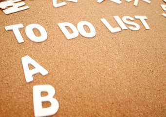 "To do list" writing with wooden letter, blank on wood board