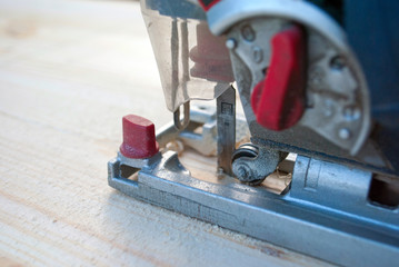 sawing wood with a jigsaw