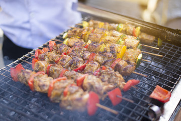 Street food BBQ cooking.