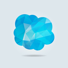 Vector illustration of blue triangle paper cloud on grey background