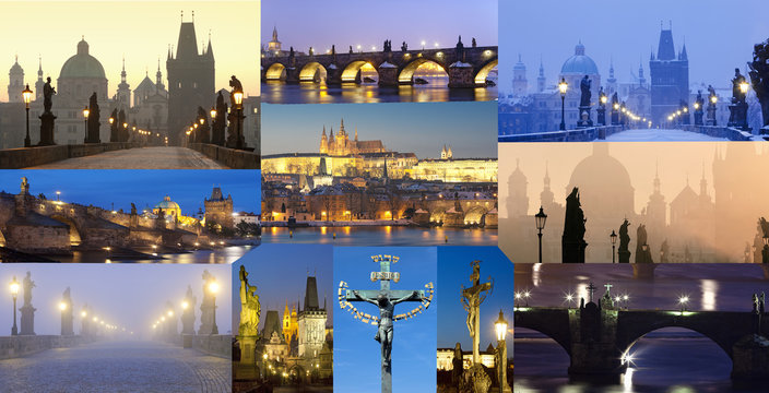 Czech Republic, Prague - Charles Bridge Images Composite.