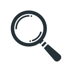 black search icon flat on white background, search icon design, search icon web, vector magnifying glass