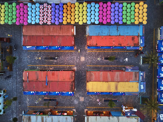 Graphic aerial view Night MArket Asia