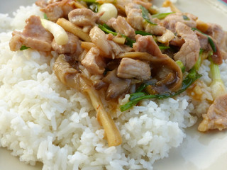 Thai food Thai spicy food, Fried pork.