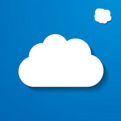 Vector illustration of  white paper clouds on a blue sky background