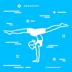 Vector illustration of elegant woman in yoga pose silhouette. Concept of healthy lifestyle. Process of strengthening spirit and body