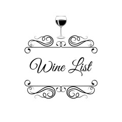 Wine List Glass. Badges and label alcohol icon. 