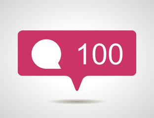 illustration of flat pink hundred like comment social media icon