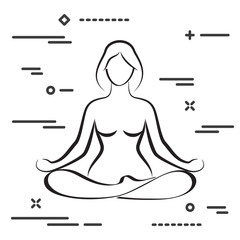 Vector illustration of elegant woman in yoga pose silhouette. Co