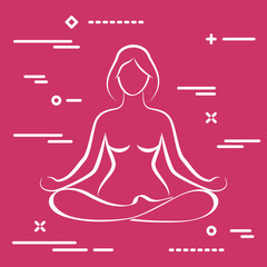 Vector illustration of elegant woman in yoga pose silhouette. Co
