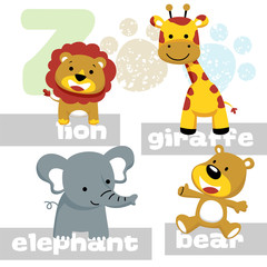 funny animals cartoon vector with name
