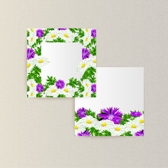 greeting card with flowers for congratulations, labels, price tags