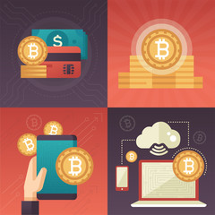 Cryptocurrency - set of colorful flat design style infographics elements
