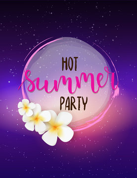 Party poster template with flowers