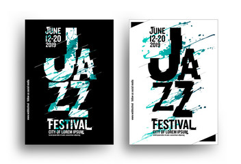 Jazz music poster design template. Creative jazz typography. Background for promotion of music events.