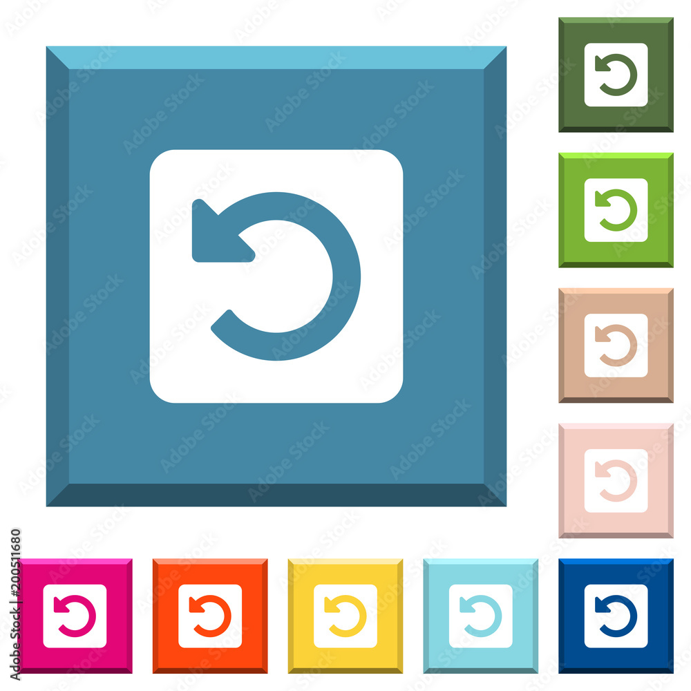 Poster rotate left white icons on edged square buttons
