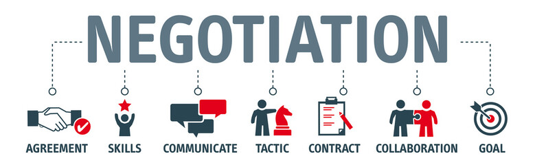Fototapeta na wymiar Banner negotiation concept with icons