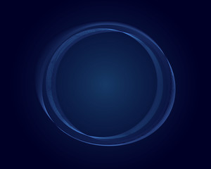 Vector illustration abstract blue lines in circle on a dark blue background.