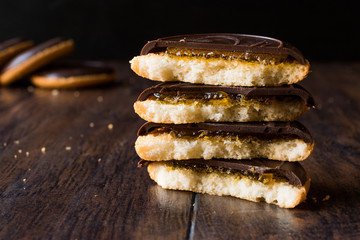 Orange Flavored Round Jaffa Cakes with Chocolate